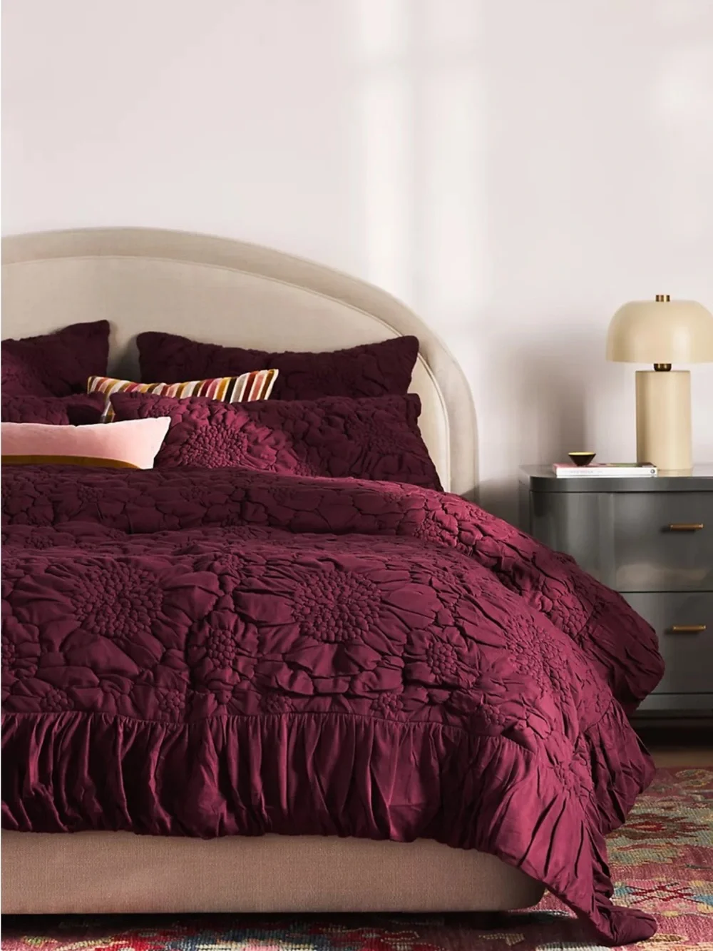 New Anthropologie Dahlia 100% Cotton Jersey Floral Quilt Size Queen